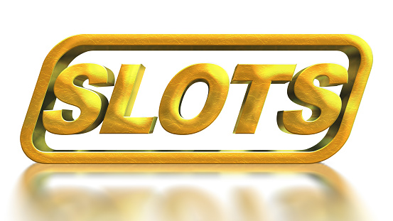 Letters isolated on a white background. Gold volumetric inscription Casino slots Game Gold for games on a smartphone and slot machines or casinos. Lettering for message notification. 3D illustration