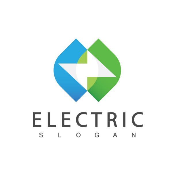 ilustraciones, imágenes clip art, dibujos animados e iconos de stock de logotipo eléctrico concepto de energía verde con icono de perno y hoja - environmental conservation flash