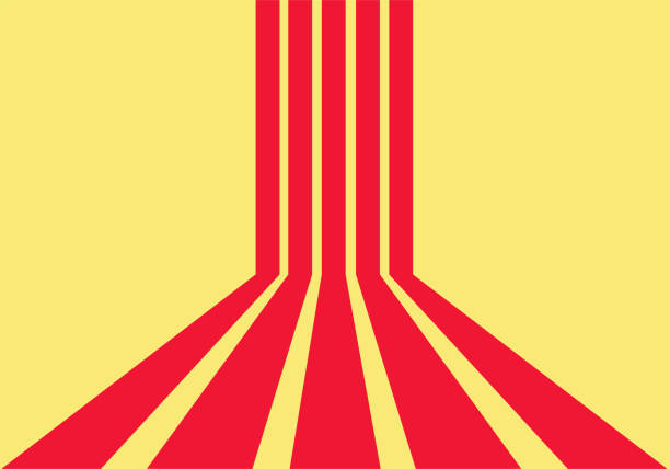 ilustrações de stock, clip art, desenhos animados e ícones de red perspective lines in the yellow background wallpaper - ao lado