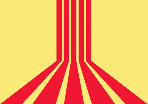Vector illustration of Red Perspective Lines in the yellow background wallpaper