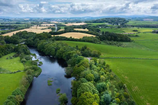 istock Drone view of a Scottish river in early summer 1400779856