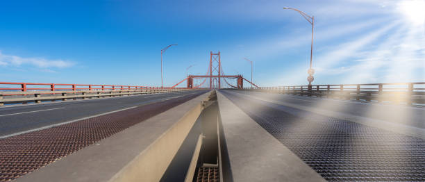 istock 25 de Abril bridge seen in depth until lisbon with sun on the right side 1400781055