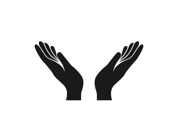 Icon prayer hands. Concept of pray, support and care. Flat style minimal logotype graphic art design isolated on white background. Vector illustration. Icon prayer hands. Concept of pray, support and care. Flat style minimal logotype graphic art design isolated on white background. Vector illustration. praise and worship stock illustrations
