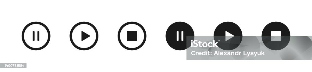 Play Pause And Stop Button Media Interface Concept In Flat Style Vector ...