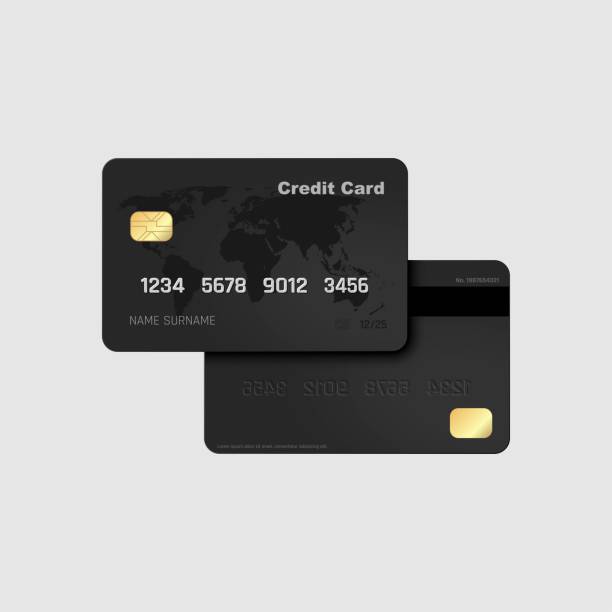 istock Black credit cards vector mockups isolated on gray background. Flat design credit cards set. Credit card templates design for presentation. Vector illustration. 1400781627