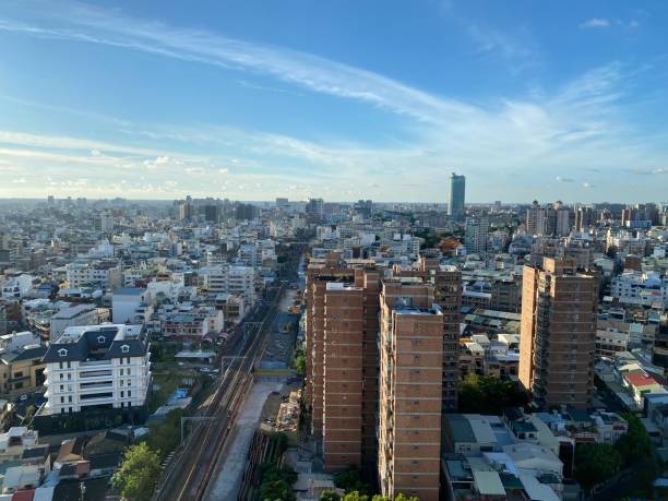 Tainan - Taiwan, June 2, 2022 Tainan city view, high above angle stock photo