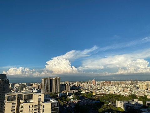 Tainan - Taiwan, June 2, 2022 Tainan city view, high above angle