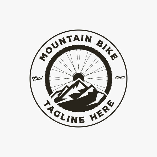 illustrations, cliparts, dessins animés et icônes de sceau emblème badge soleil de conception de vélo de montagne sur fond blanc - cycling mountain biking mountain bike bicycle