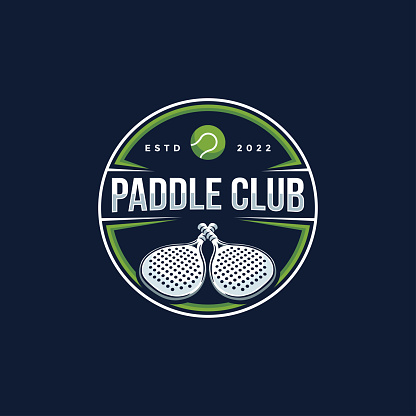 Badge emblem Paddle Tennis club emblem icon vector on dark background