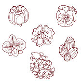 istock Lineart Flowers Doodle Vector Illustrations 1400792182