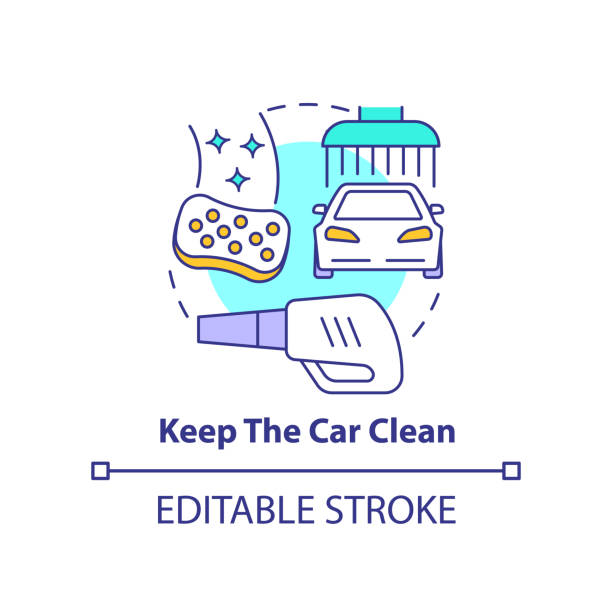 Halten Sie Das Konzeptsymbol Für Das Auto Sauber Stock Vektor Art