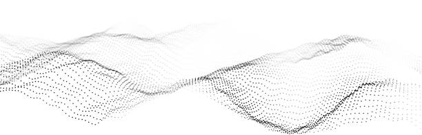 istock Wave of flowing particles on a white background. Abstract backdrop with dynamic elements of waves and dots. 3d 1400794056