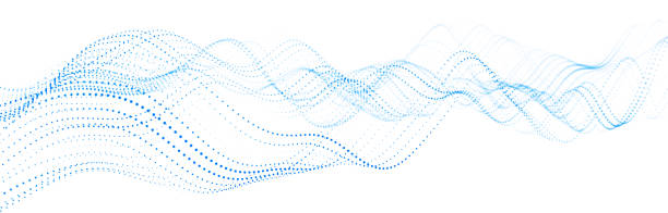 istock Wave of flowing particles on a white background. Abstract backdrop with dynamic elements of waves and dots. 3d 1400794078