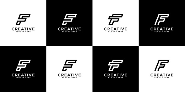 Set of initial letter F   design template. icons for business of luxury, elegant, simple