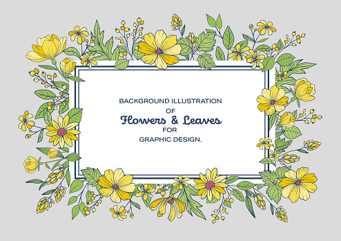 Flowers and leaves frame design