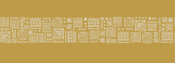 손으로 그린 추상적 인 매끄러운 패턴, 민족 배경, 아프리카 스타일 - 섬유, 배너, 배경 화면, 포장에 적합 - 벡터 디자인 - pre columbian stock illustrations