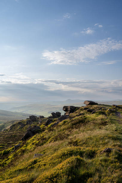 istock Panoramic view from The Roaches at sunset in the Peak District National Park. 1400799106