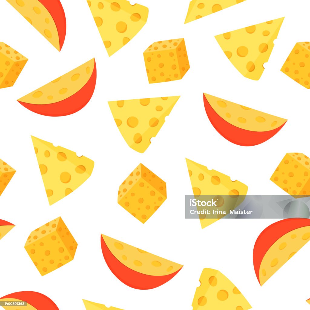 Cheese Vector E Pattern Seamless Vector Pattern With Pieces Of Different Cheese Stock ...