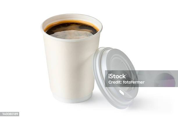 Coffee In Opened Disposable Cup Stock Photo - Download Image Now - Coffee Cup, Coffee - Drink, Take Out Food