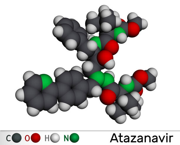 istock Atazanavir molecule. It is antiretroviral medication, used for the treatment of HIV. Molecular model. 1400802771