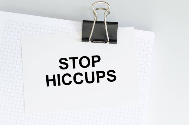 istock STOP HICCUPS text on the card next to the clip 1400802901