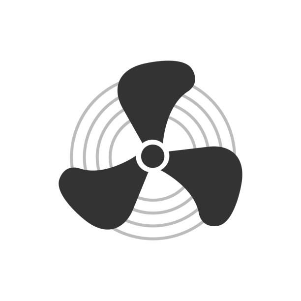 ikona śmigła. symbol łopatek łodzi. znak wentylatora elektrycznego, chłodniejszego wektora. - thrust stock illustrations