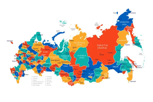 Vector illustration of Map of Russia - highly detailed vector illustration