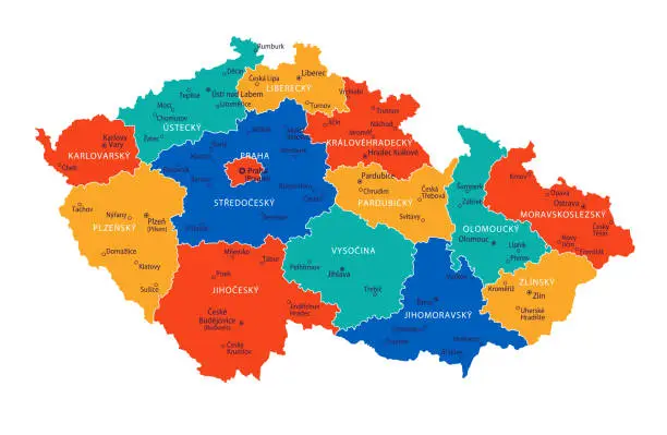 Vector illustration of Map of Czech Republic - highly detailed vector illustration