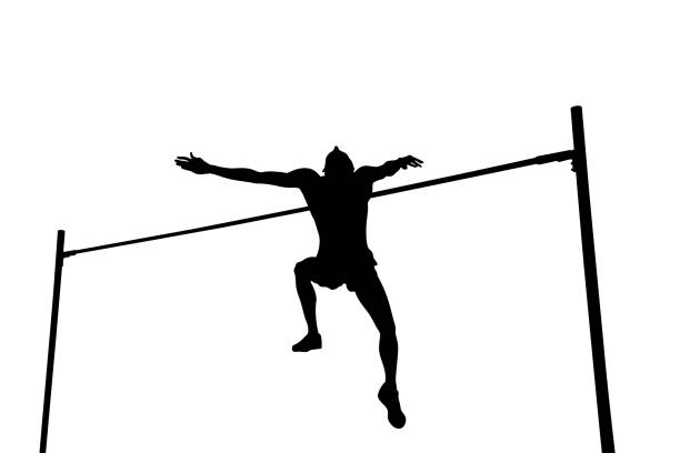 ilustrações, clipart, desenhos animados e ícones de alta salto masculino atleta silhueta preta - silhouette sport running track event