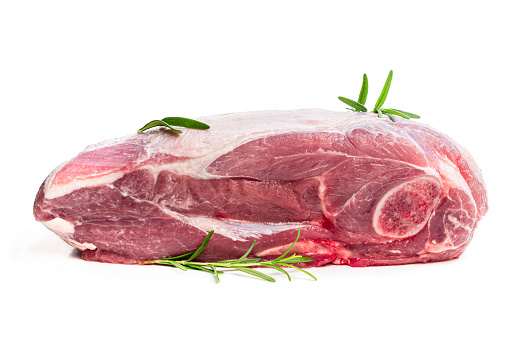 Lamb  whole shoulder meat isolated on white