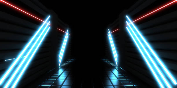 istock 3D abstract background with neon lights. neon tunnel  .space construction . .3d illustration 1400823440