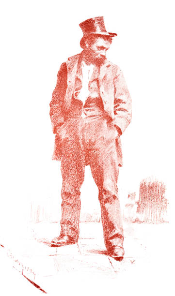 istock A man with stovepipe hat, the hands in the pockets standing on the street, undecided, looking down 1400823459