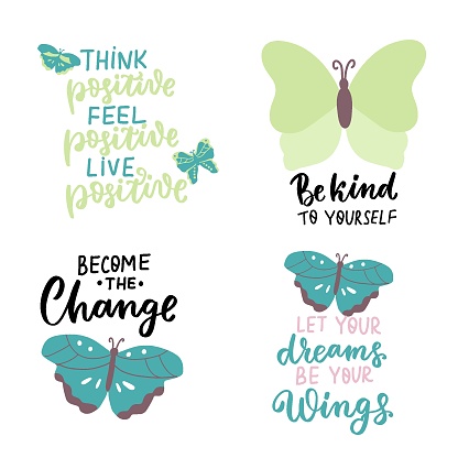 Be kind to yourself. Live positive Mental health quote. In october we wear green for mental health awareness. Hand lettering, psychology awareness. Handwritten positive self-care inspirational quote.