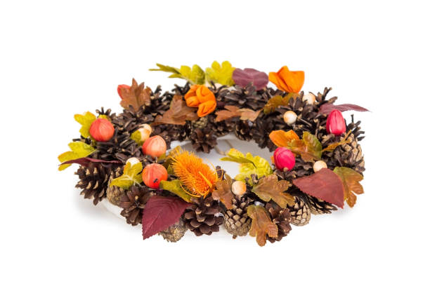 istock A wreath of cones on a white background 1400827661