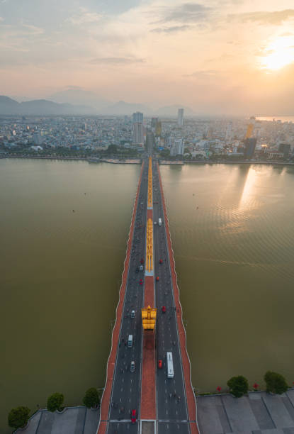 Dragon bridge in Da Nang city stock photo