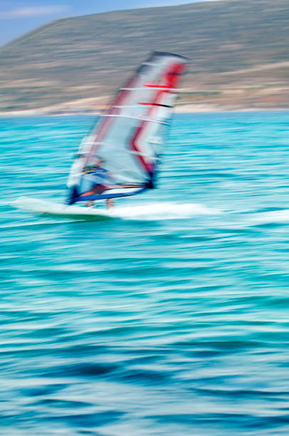 海でウィンド サーフィン - kiteboarding sunlight croatia dalmatia ストックフォトと画像