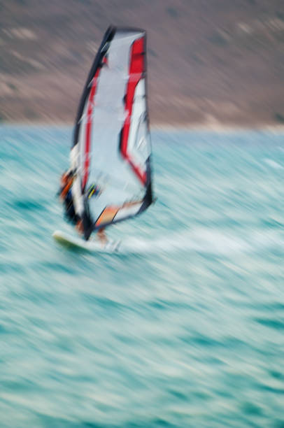 海でウィンド サーフィン - kiteboarding sunlight croatia dalmatia ストックフォトと画像