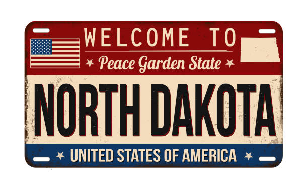 ノースダコタ州のヴィンテージ錆びたナンバープレートへようこそ - north dakota flag us state flag north dakota flag点のイラスト素材／クリップアート素材／マンガ素材／アイコン素材