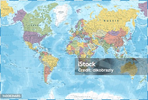 istock World Map - Color Political - Vector Detailed Illustration 1400834685