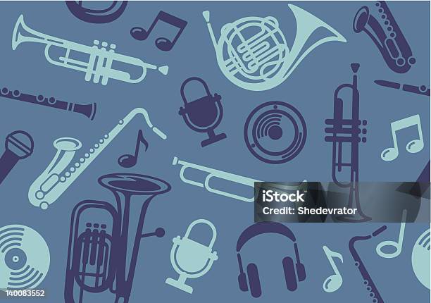 Fond Avec Le Vent Instruments De Musique Vecteurs libres de droits et plus d'images vectorielles de Jazz - Jazz, Fond, Musique