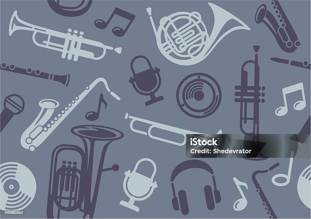 Fundo com instrumentos musicais de sopro - Royalty-free Jazz - Estilo Musical arte vetorial