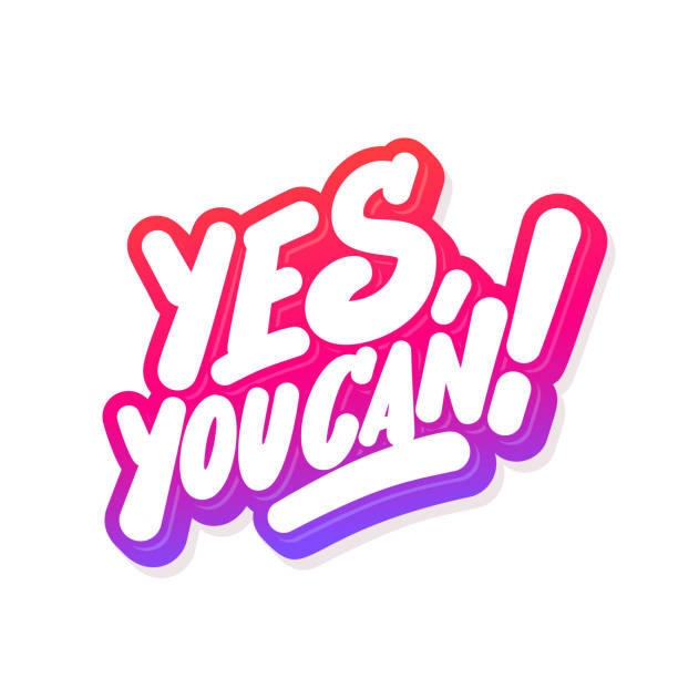 Yes, you can. Motivation poster. Vector handwritten lettering. Yes, you can. Motivation poster. Vector handwritten lettering. Vector illustration. yes no icon stock illustrations