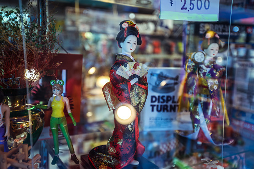 Matsumoto, Japan - January 08, 2020: Japanese Traditional Style Dressed Doll  in the  Souvenir Shop
