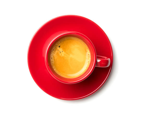 istock Cup of coffee isolated on white background, top view 1400838729