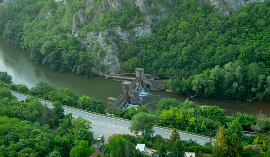 Sicevac gorge. Wonderful nature from a bird's eye view. Before sunrise. Old dam on the Nisava.