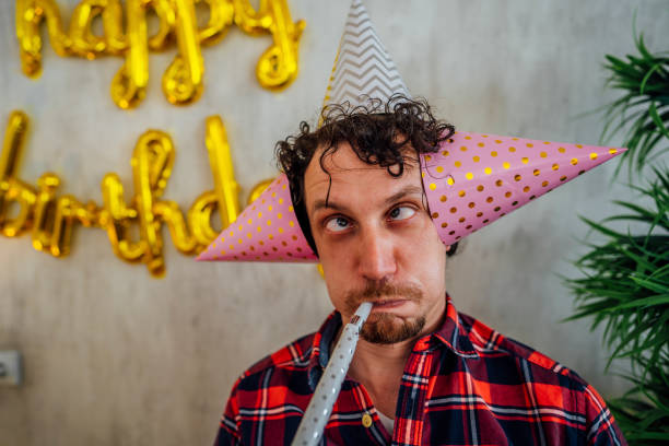 istock Funny man celebrating his birthday 1400839663