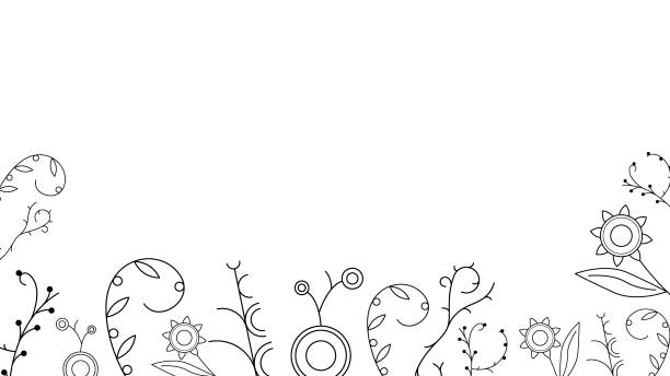 ilustrações, clipart, desenhos animados e ícones de fundo de rabisco abstrato natureza verão elementos desenhados à mão coleção botanic herbal flora folha folha torreeiras elementos vegetais vector desgin estilo - cute decoration invitation vine
