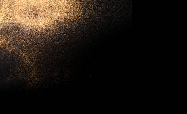 istock Festive dark background with golden sparkles. Creative copy space for seasonal projects and basis designs. 1400840784