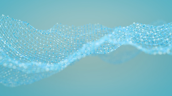 Global digital mesh network blockchain big data futuristic technology, 3d render.