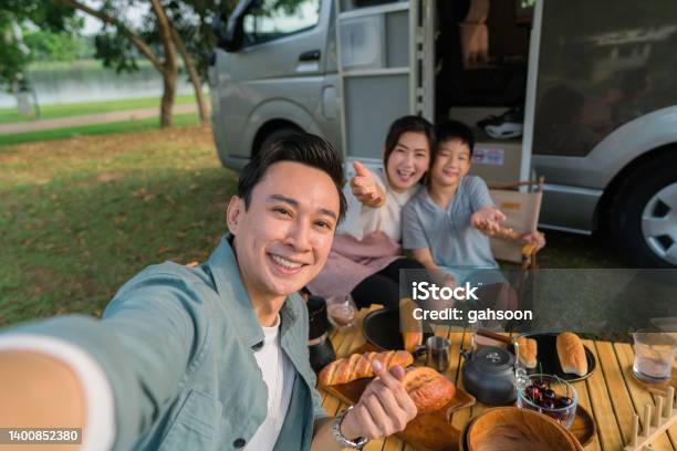 Capturing Happy Moments Of Life During Vacation Trip In Motorhome Stock Photo - Download Image Now